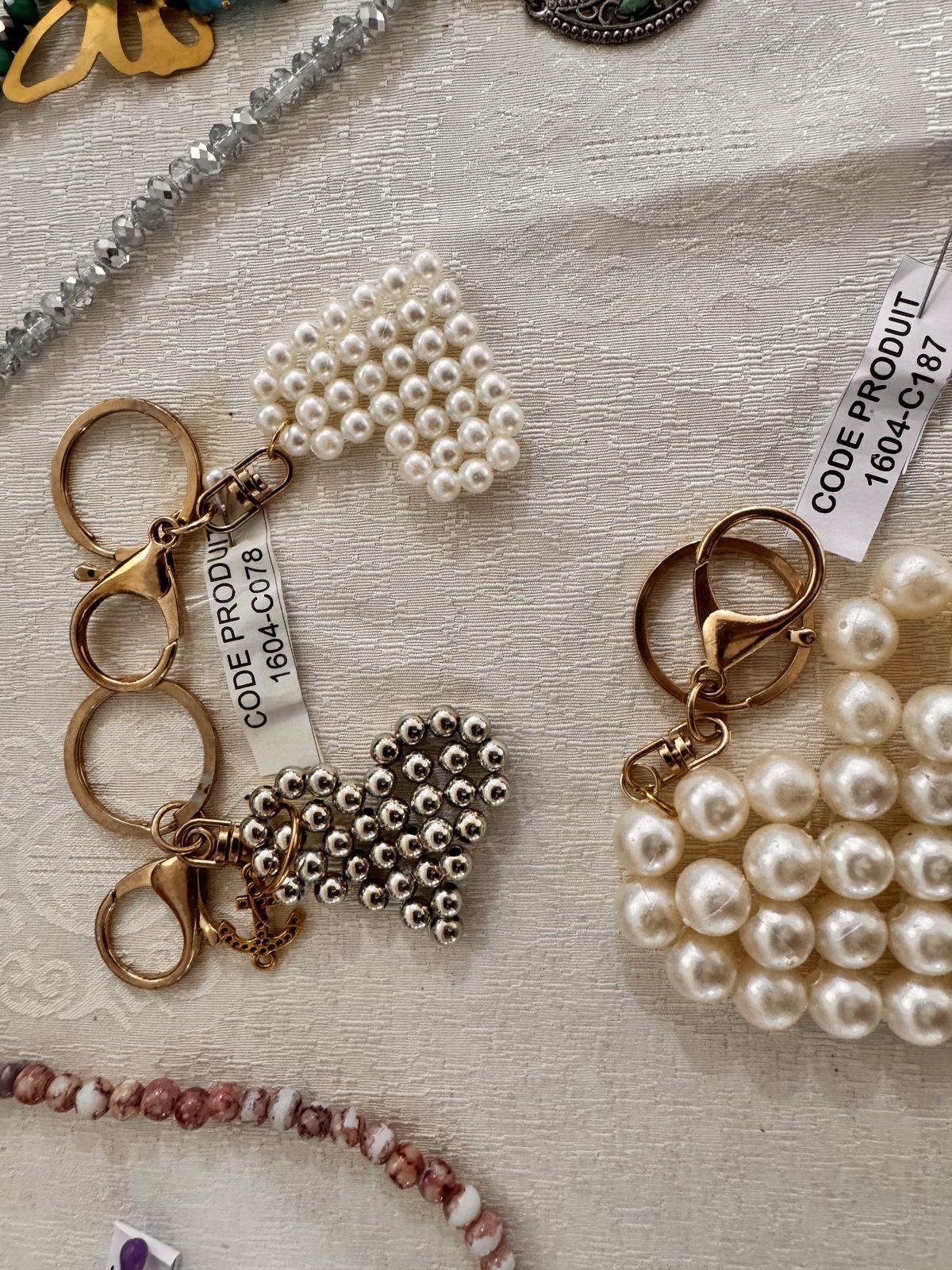 Porte-clés cœur en perles